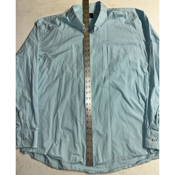 UNTUCKit Men's Size 3XL Light Blue Casual Button Down Shirt‎ White Checkered - Picture 3 of 4